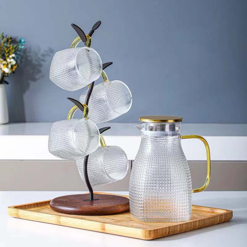 Catarinayi High borosilicate hammer pattern for household and office use, large capacity glass cold water kettle, electric ceramic stove, heated juice kettle Stove Kettles