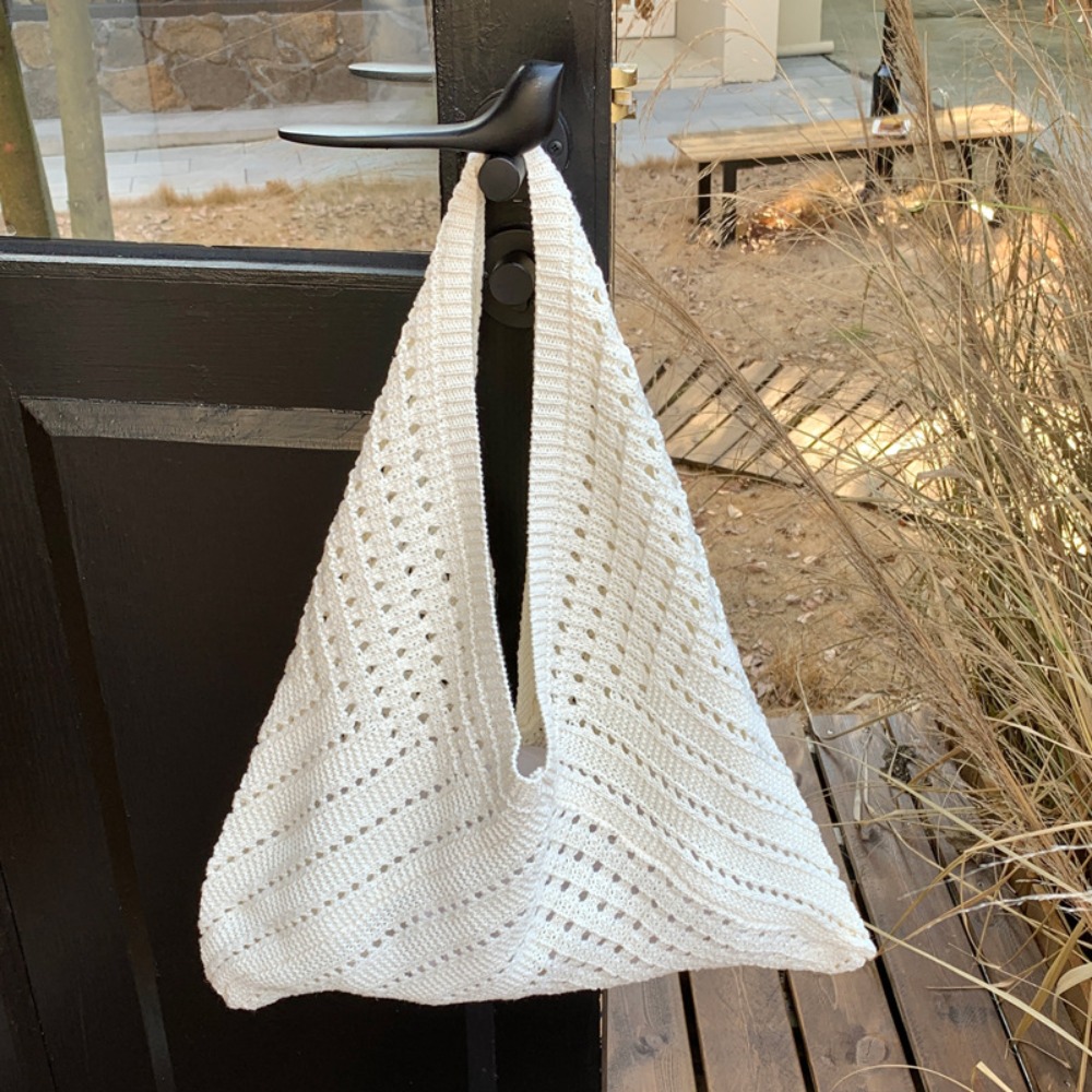 HERWK Bohemian Túi đan lỗ rỗng Dung lượng lớn Túi đựng đồ Túi đeo vai bãi biển Đơn giản Túi xách Túi xách móc Ngoài trời - 5
