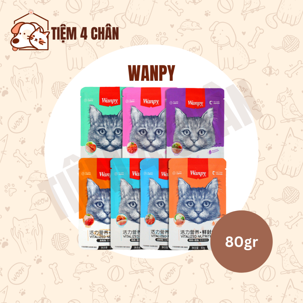 Combo 10 gói pate thức ăn ướt cho mèo Wanpy đủ vị