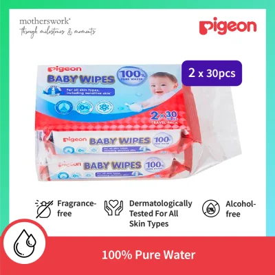 Pigeon 100% Pure Water Baby Wipes Travel Pack