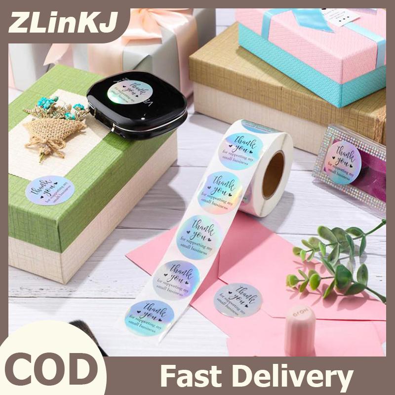 ZLinKJ 500Pcs cầu vồng laser cảm ơn bạn dán 1inch kinh doanh nhỏ dán nhãn dính cho cửa hàng gói Nguồn cung cấp