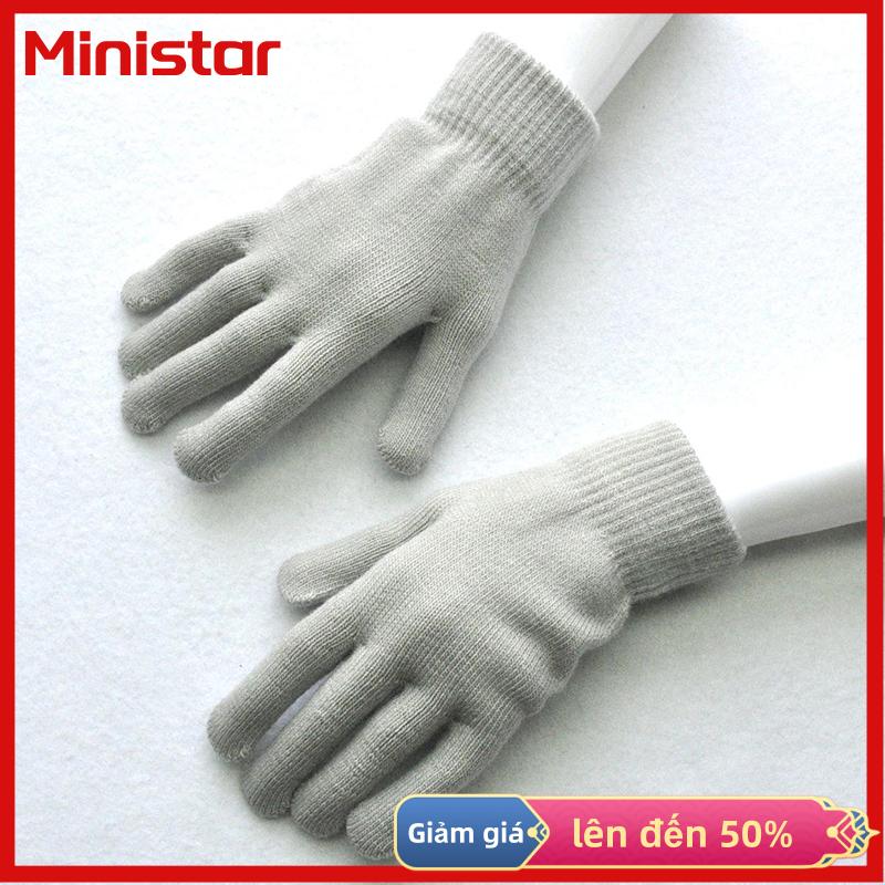 Ministar Phụ Nữ Người Đàn Ông Mùa Thu Dày Rắn Màu Đầy Đủ Ngón Tay Găng Tay Găng Tay Ấm Hơn Vài Đi Xe Đạp Găng Tay Mùa Đông Dệt Kim Sang Trọng Găng Tay Găng Tay