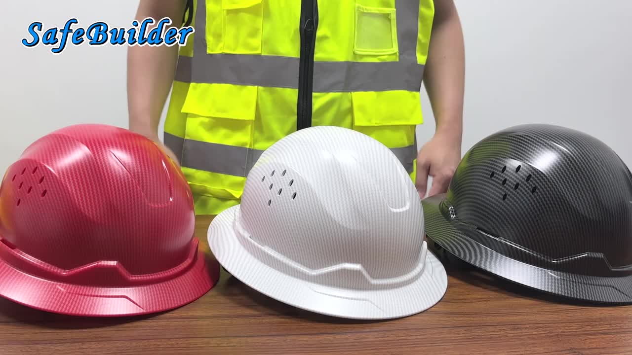 Full Brim Safety Helmet For Engineer Construction Work Cap For Men CE  Approved FRP Safety Hard Hats 4 Point Adjustable Vented
