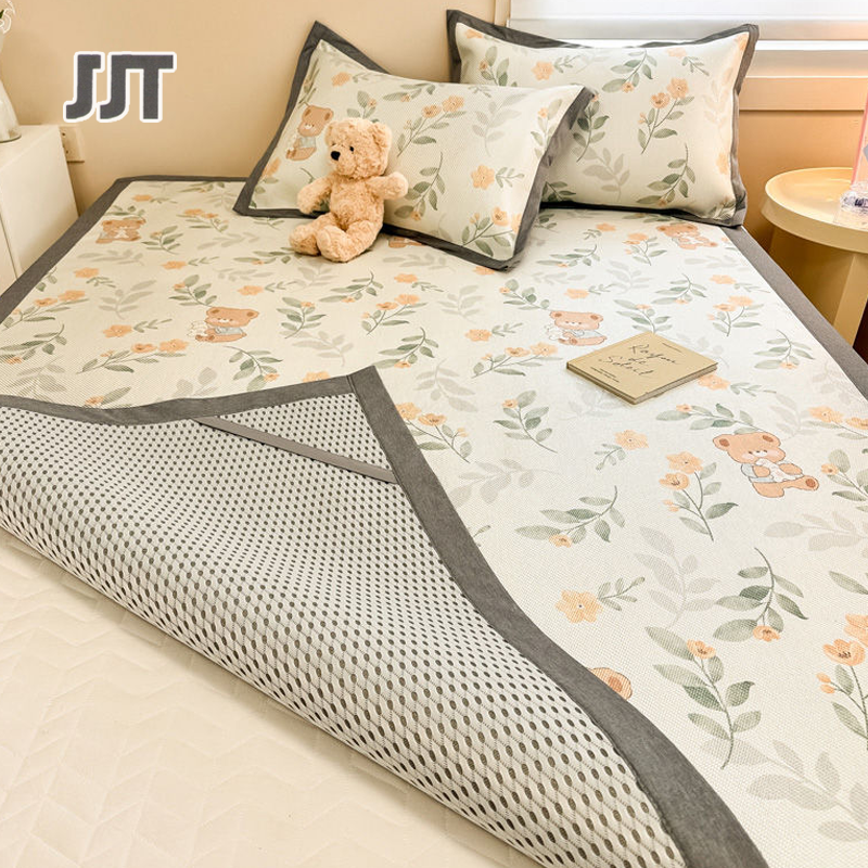 bedsheet Rattan mat and ice silk mat three-piece suit Sheet+pillowcase *2 Foldable mat Soft mat set of three Bedding three-piece set ราคา 1,118 บาท*ส่งฟรี
