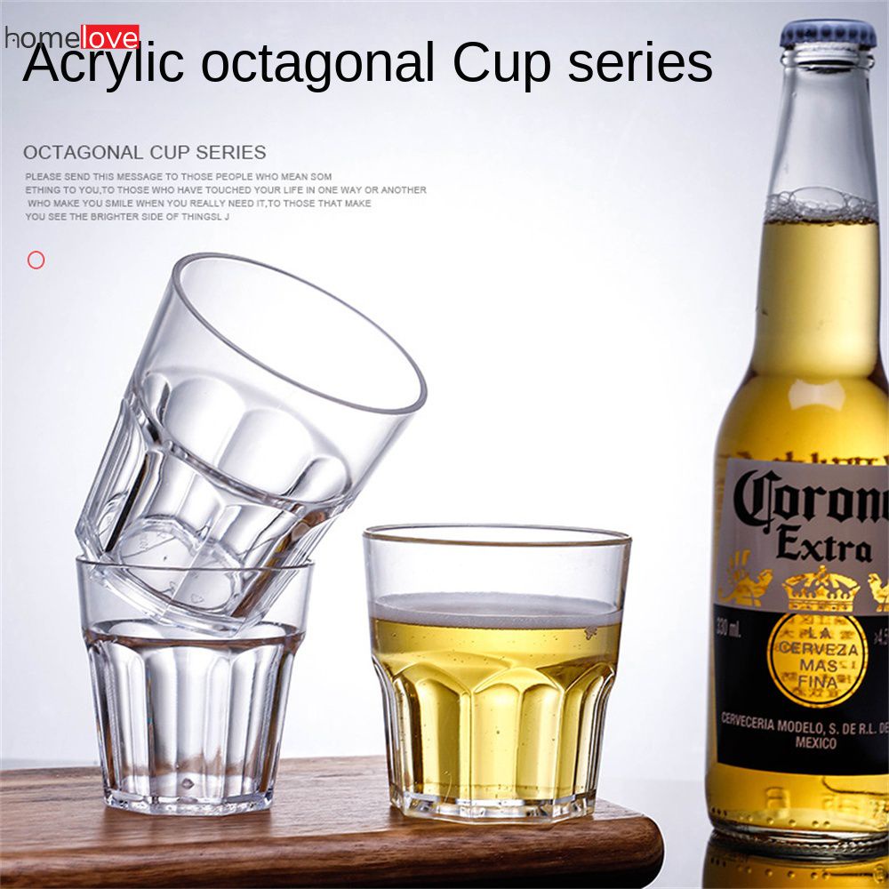 Acrylic cup plastic water mug Whiskey Cup Wine Taster Beer Cup Bar Supplies transparent acrylic octagonal mug Whisky glass vodka glass ราคา 10 บาท*ส่งฟรี