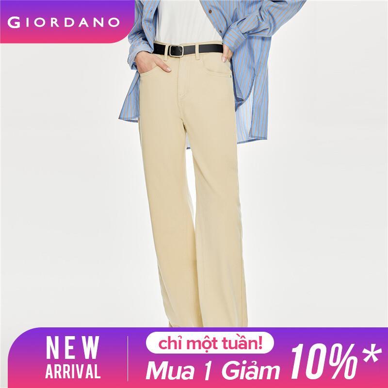 GIORDANO Women Pants High Waist Warm Brushed Denim Pants Solid Color FivePocket Regular Simple Fashion Casual Pants 18413919