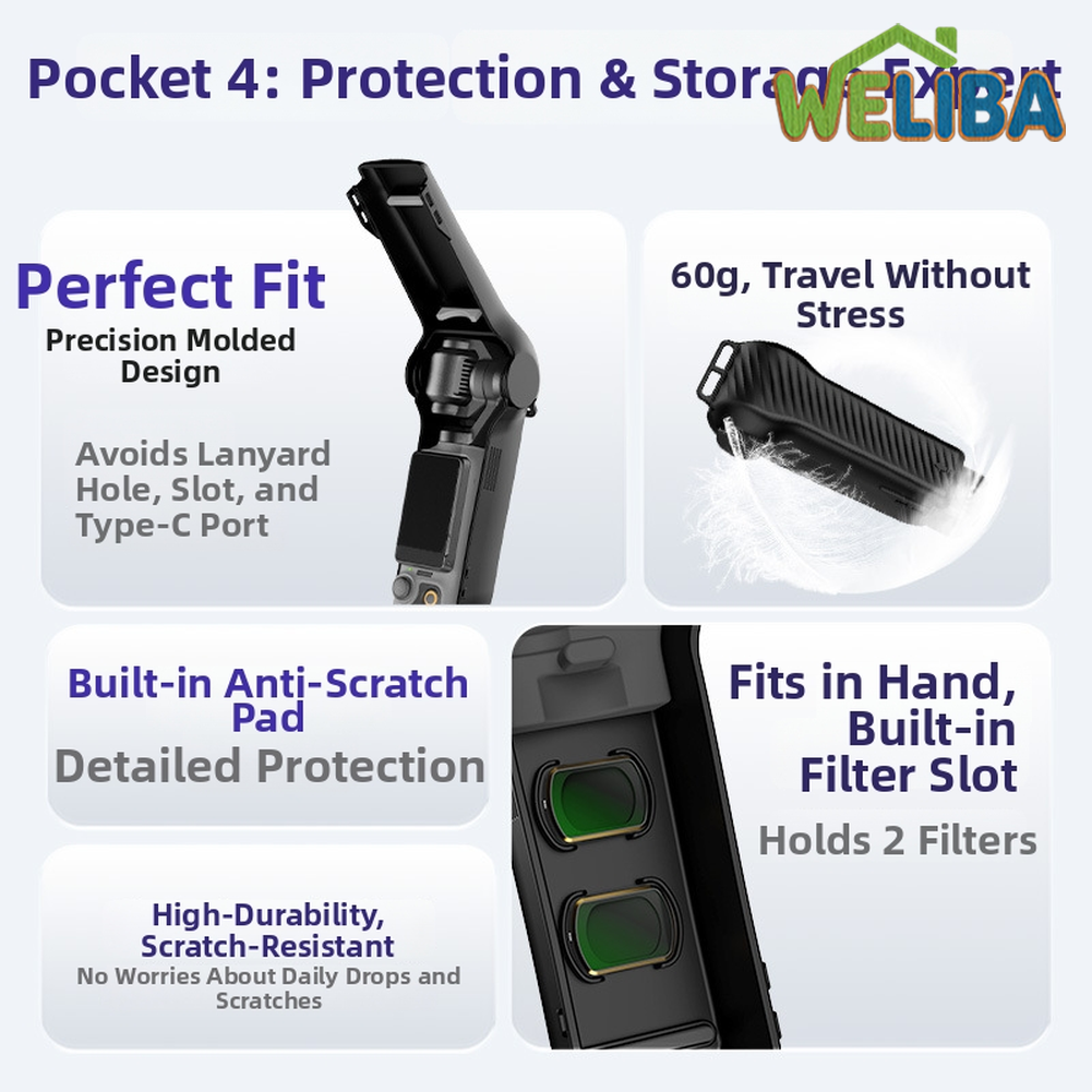 【WELIBA】 For DJI Pocket 4 Full Coverage Protective Cover Dust Scratch Resistance [not miss it][New product release] ราคา 642 บาท*ส่งฟรี