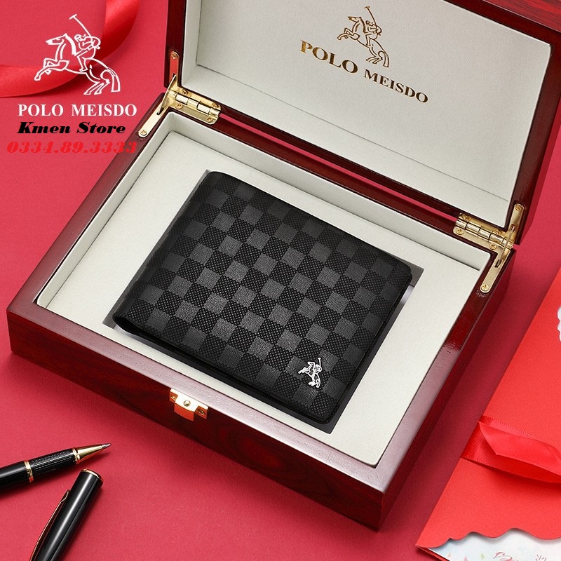 Ví da nam polo meisdo cao cấp- ví nam ngang full hộp và túi xách giấy hãng sang trọng làm quà tặng p51