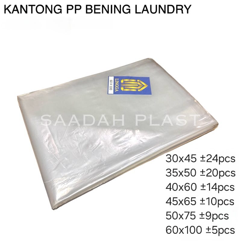 Kantong PP Laundry Bening 30x45 35x50 40x60 45x65 50x75 60x100 Harga 7,161 rupiah*Gratis Ongkir