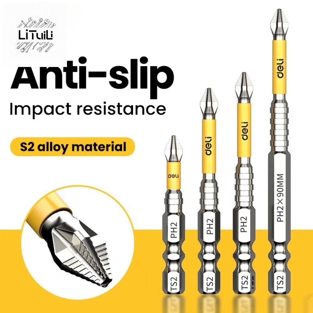  LITUILI 5 6pcs Từ tính mạnh Đầu lô tác động Chống trượt Mô-men xoắn cao Bộ tuốc nơ vít PH2 Đa chức năng Không thấm nước Mũi khoan đầu chéo Vít khoan cầm tay điện 