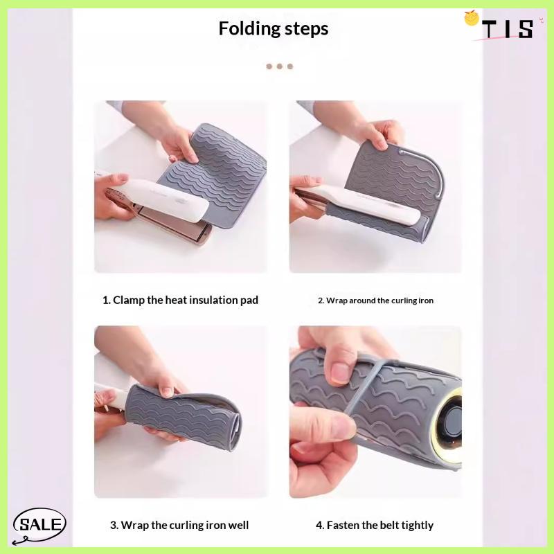 Follow Get New【TIS】 1pcs Silicone chịu nhiệt Pad Pouch lưu trữ túi cách nhiệt Mat cho máy ép tóc nhiệt uốn thanh Curler Bìa