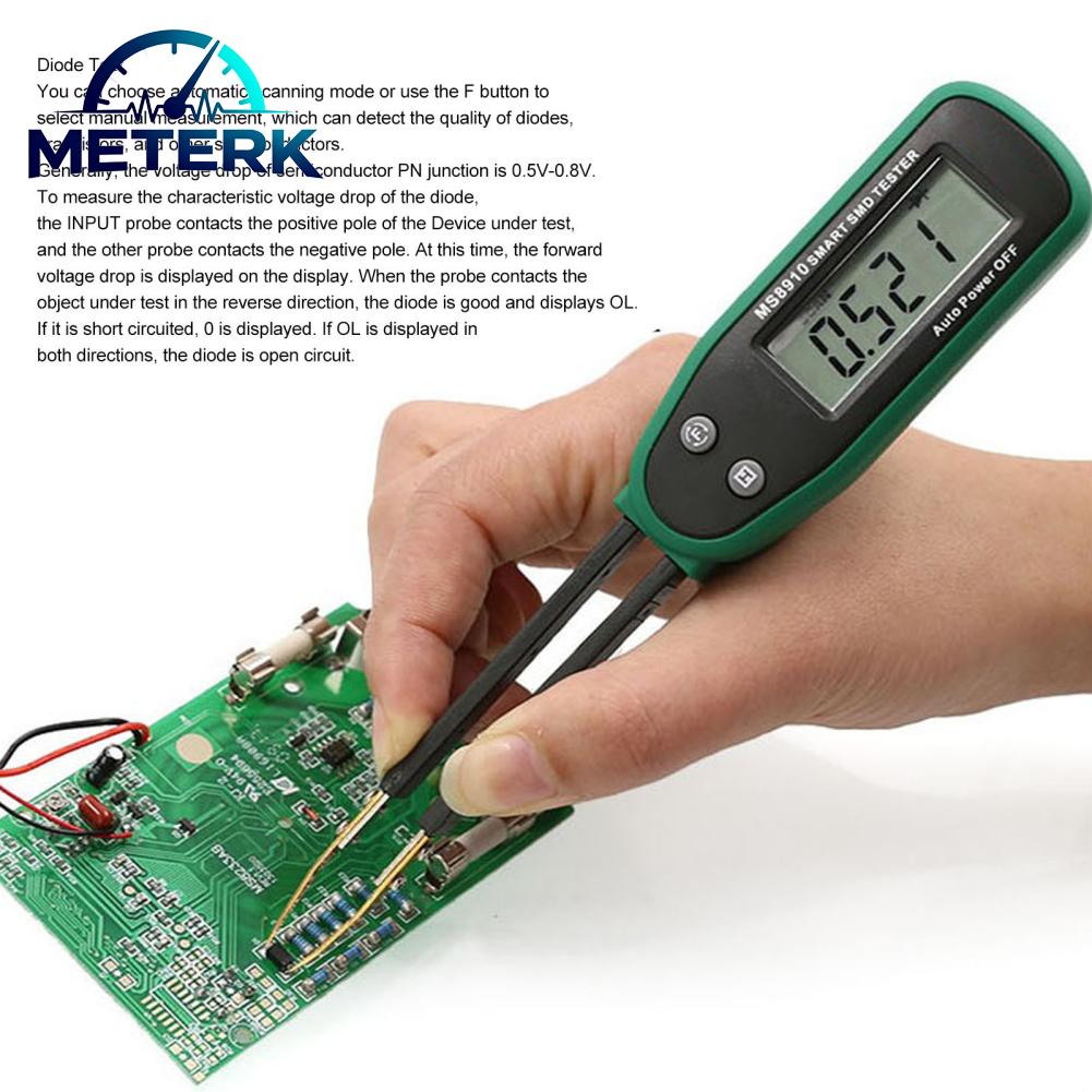 Meterk Resistor Tester Manual Measuring Tweezer Design Quick Response Battery Powered Smart SMD Tester High Accuracy for Electronic Component Testing Giá 637,000 Đồng*Miễn phí vận chuyển