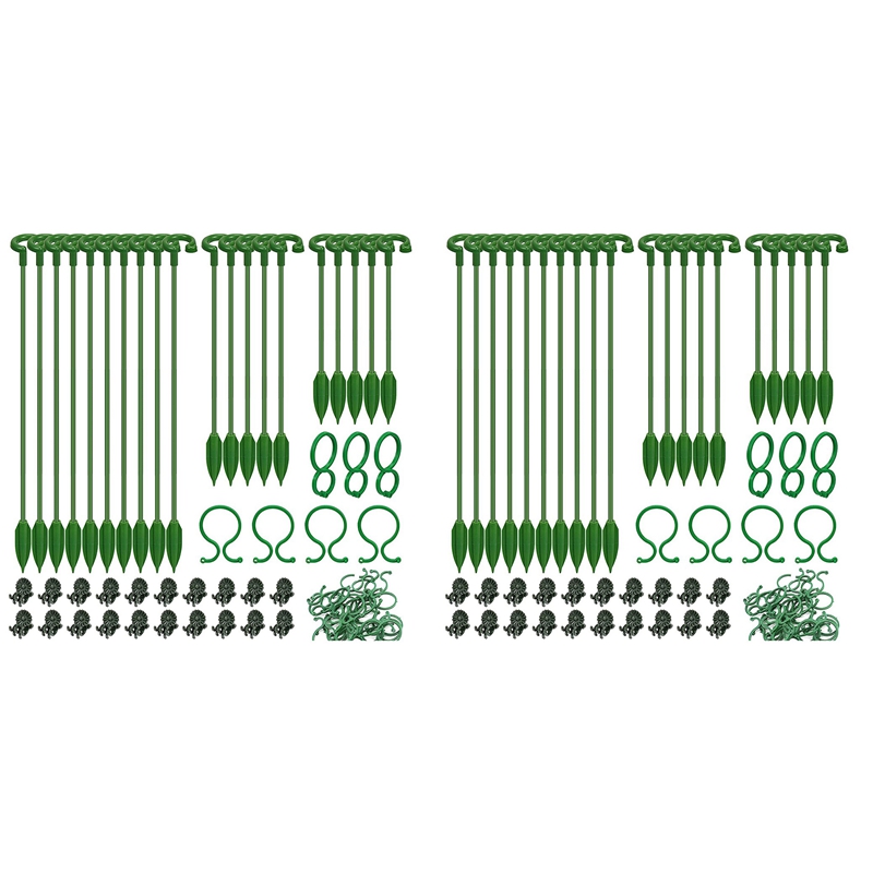 120Pcs Plant Supports Set - 40 Pack Flower Plant Stakes Sticks (3 Sizes), 40 Plant Support Clips and 40 Clips