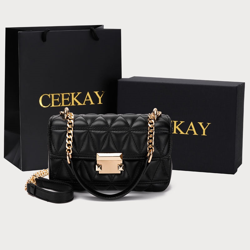 ▦♠℗ CEEKAY small fragrant style rhombus chain bag high-end texture niche bag women's bag crossbody b