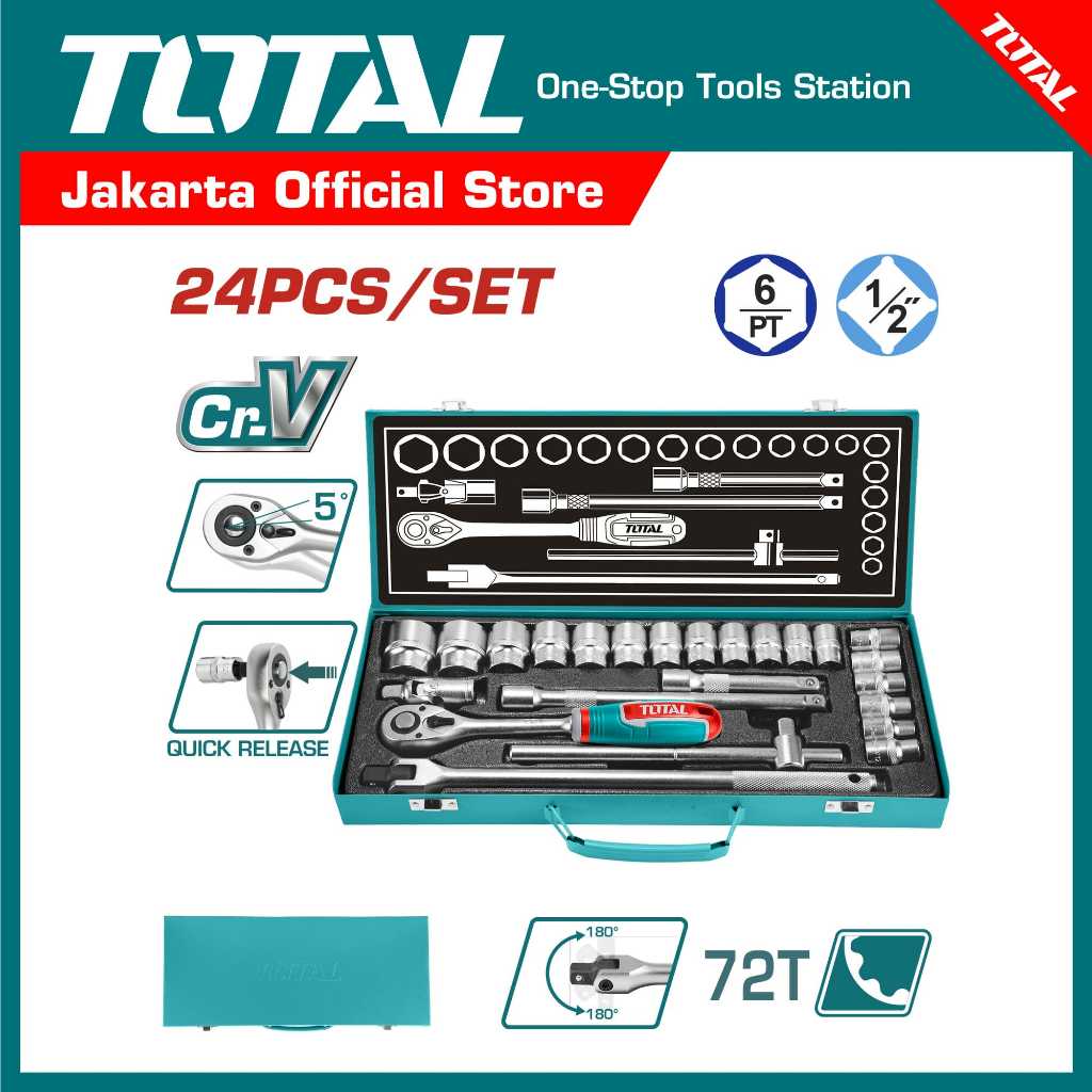 BỘ 24 CÁI ĐẦU TUÝP 1/2INCH TOTAL THT121242 - HÀNG CHÍNH HÃNG