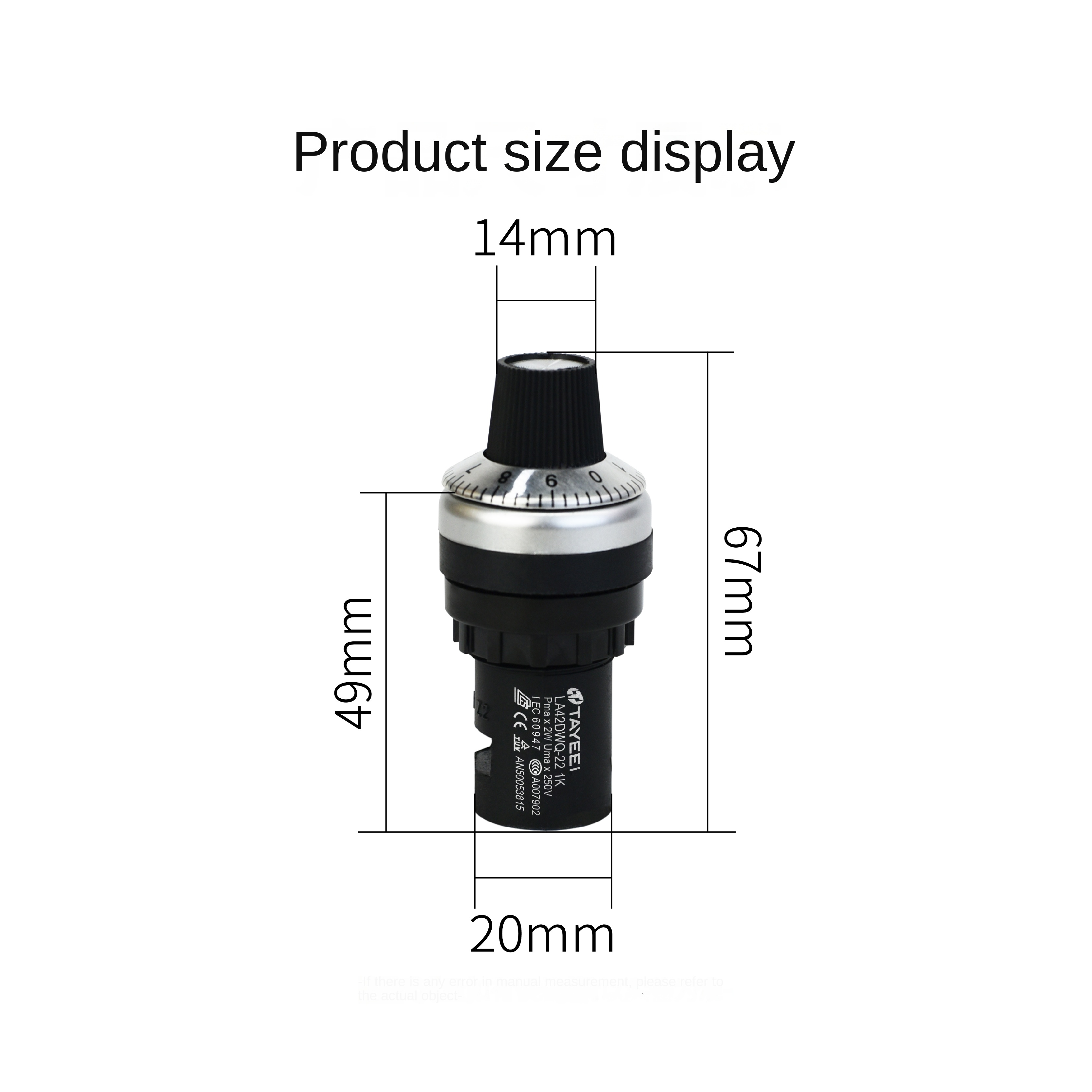 Điện Trở Biến Thiên LA42DWQ-22 10K - Núm Lớn | Biến trở 1K-500K, Núm Vặn 22mm, Điều Tốc Biến Tần Chính Xác