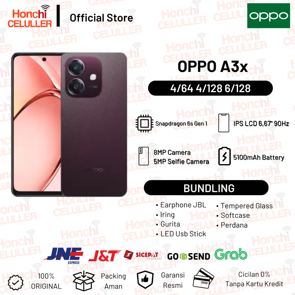 OPPO A3x 6/128GB 4/128GB 4/64GB Garansi Resmi Indonesia Harga  1,599,000 Ringgit*Penghantaran Percuma