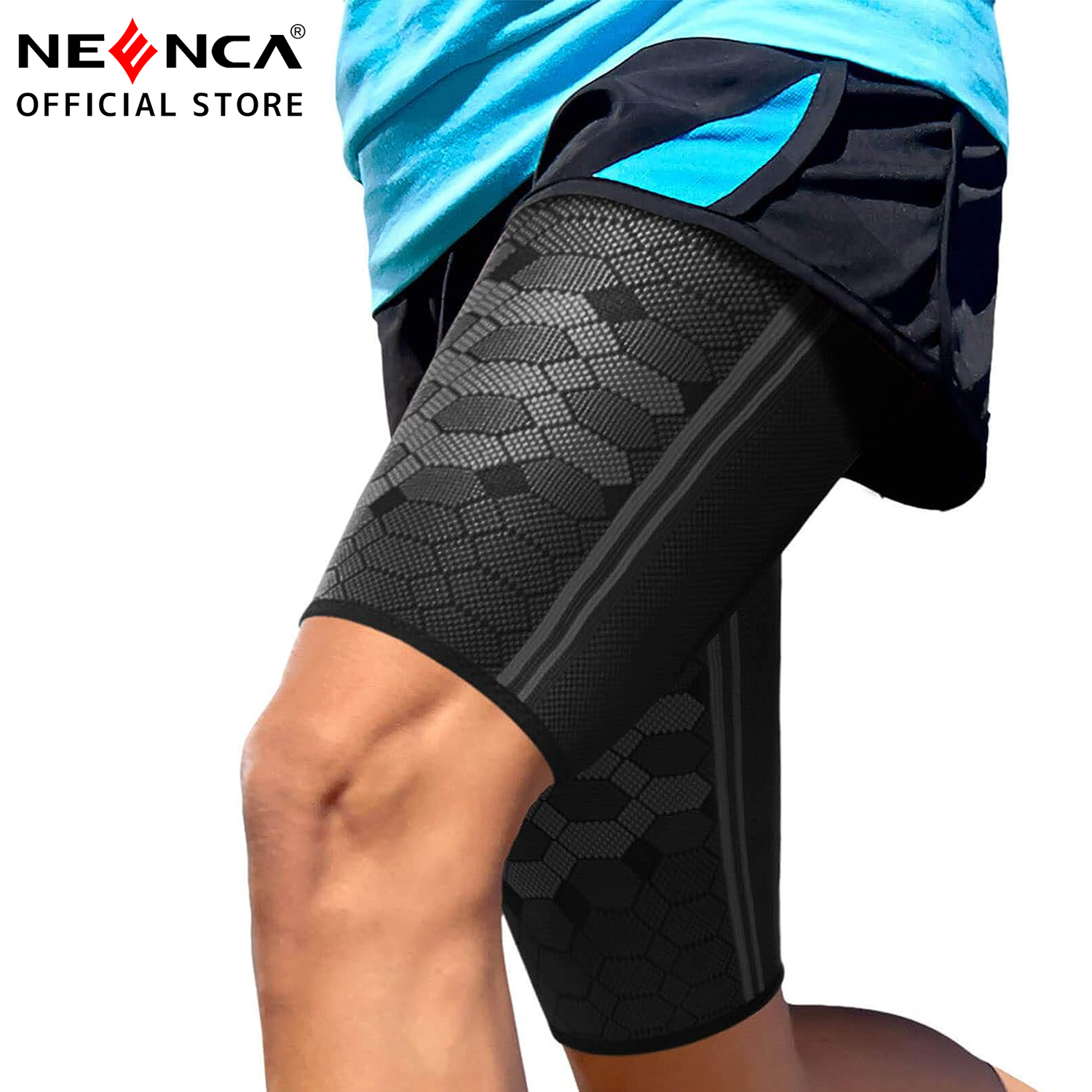 NEENCA Thigh Compression Sleeves (Pair) – Quad and Hamstring Support – Upper Leg Sleeves for Men and Women – Made from Innovative Breathable Elastic Blend – Anti Slip ราคา 207 บาท*ส่งฟรี