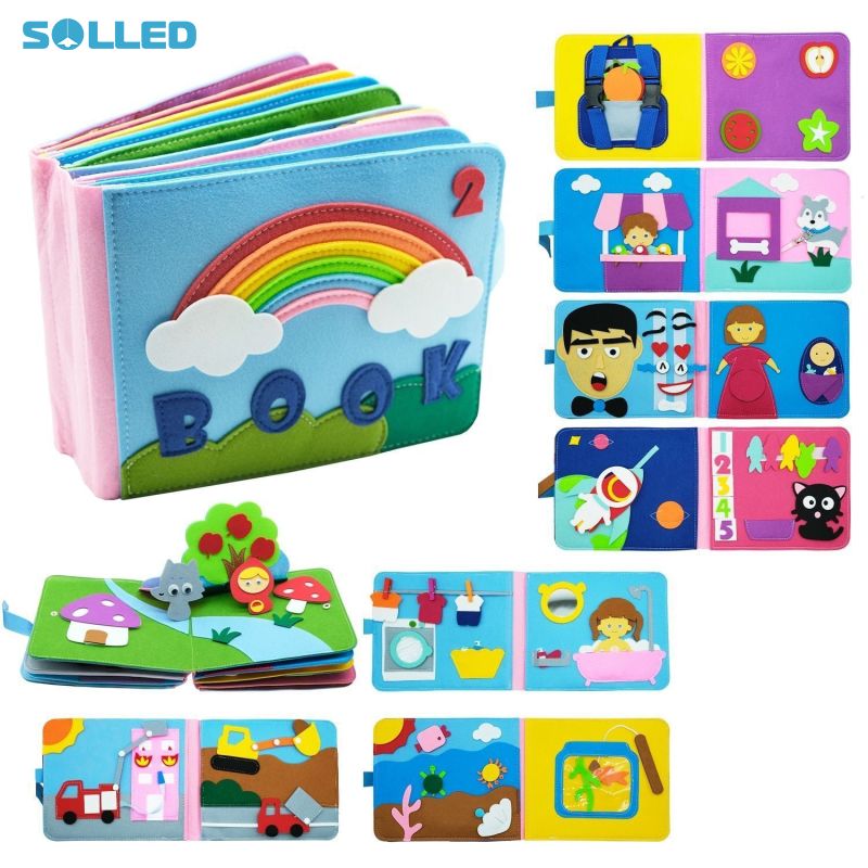 Baby Busy Book Colorful Rainbow DIY Book Sensory Board Educational Activities For Learning Fine Motor Skills For Girls Boys ราคา 433 บาท*ส่งฟรี