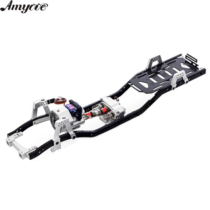 Amyove 313mm Wheelbase Metal Chassis Frame With Prefixal Shiftable Gear Box Compatible For 1/10 SCX10 RC Car