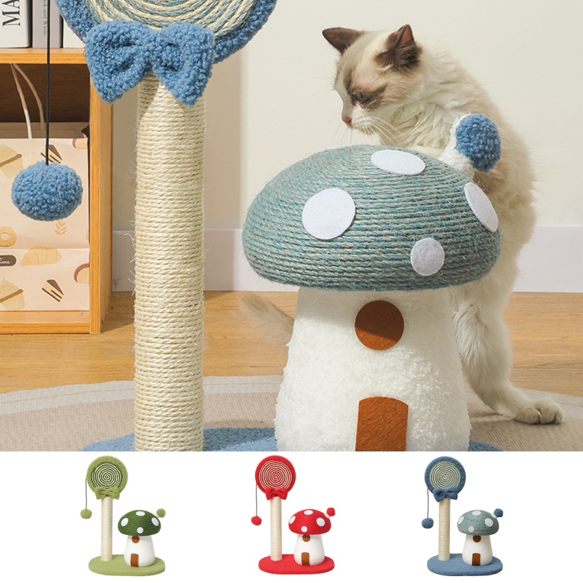 Sisal Cat Scratching Post - Red Mushroom Design With No-Shedding Surface, Protects Furniture And Provides Climbing Fun For Small Cats ราคา 945 บาท*ส่งฟรี