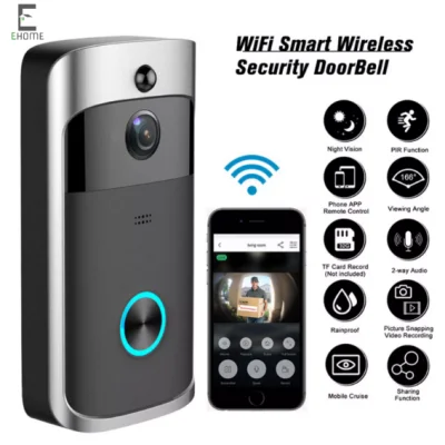 [Ready Stock] Smart Wireless WiFi Video Doorbell HD Security Camera with PIR Motion Detection Night Vision Two-Way Talk and Real-time