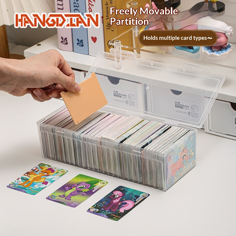 HANGDIAN Clear Multi-Compartment Storage Box for Cards, Cables and Small Items - Dustproof Desktop Organizer with Lid ราคา 47 บาท*ส่งฟรี