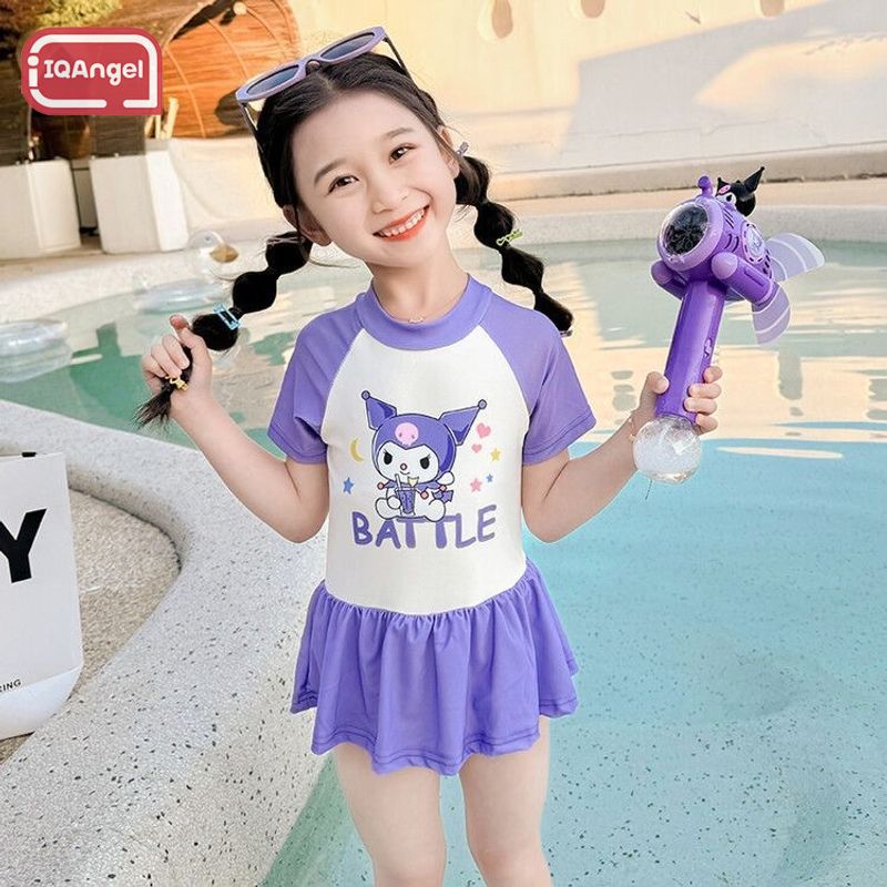 IQAngel váy con gái nhanh khô áo tắm mùa hè mới trẻ em kuromi hoạt hình dễ thương Đồ bơi trẻ em