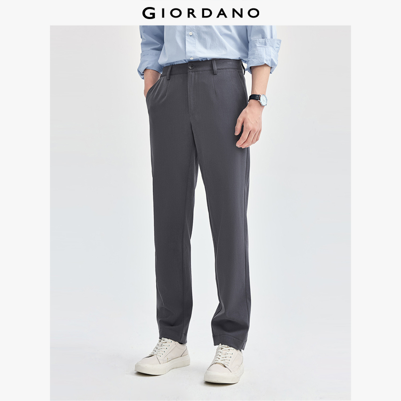 GIORDANO Nam Quần dài cạp vừa lót lông cừu dày ấm áp nhiều túi khóa kéo chất lượng quần đơn giản thời trang cơ bản thường ngày 01114741