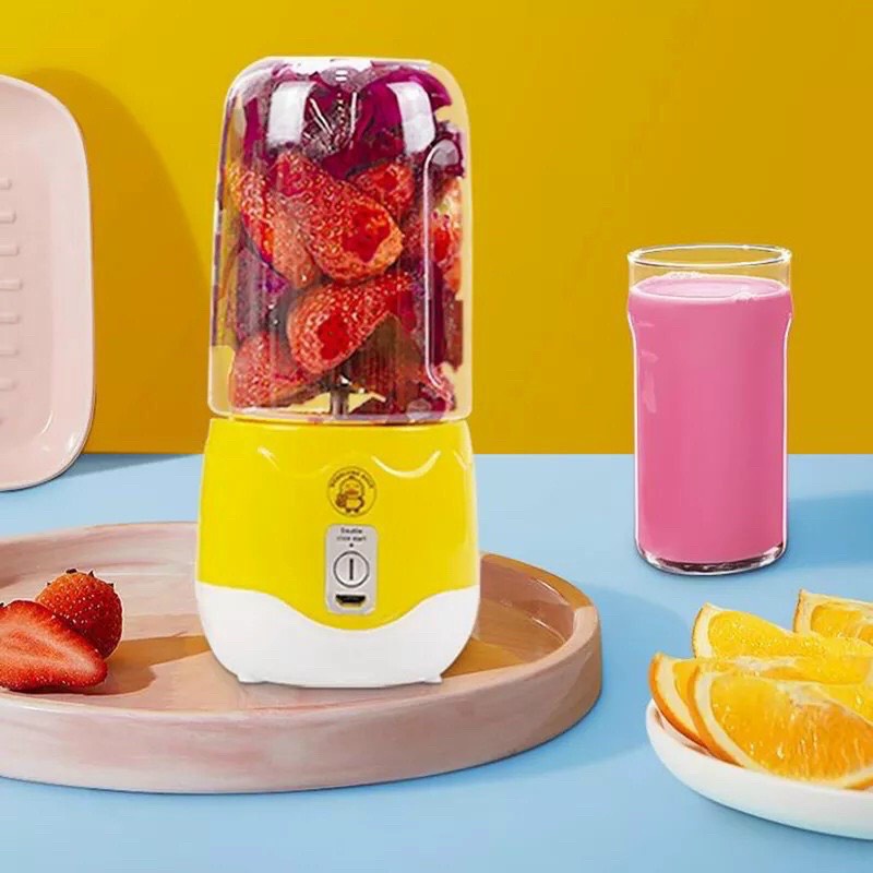 Máy xay sinh tố cầm tay, máy xay sinh tố vịt vàng dung tích 400ml màu vàng nhỏ gọn, dễ mang theo