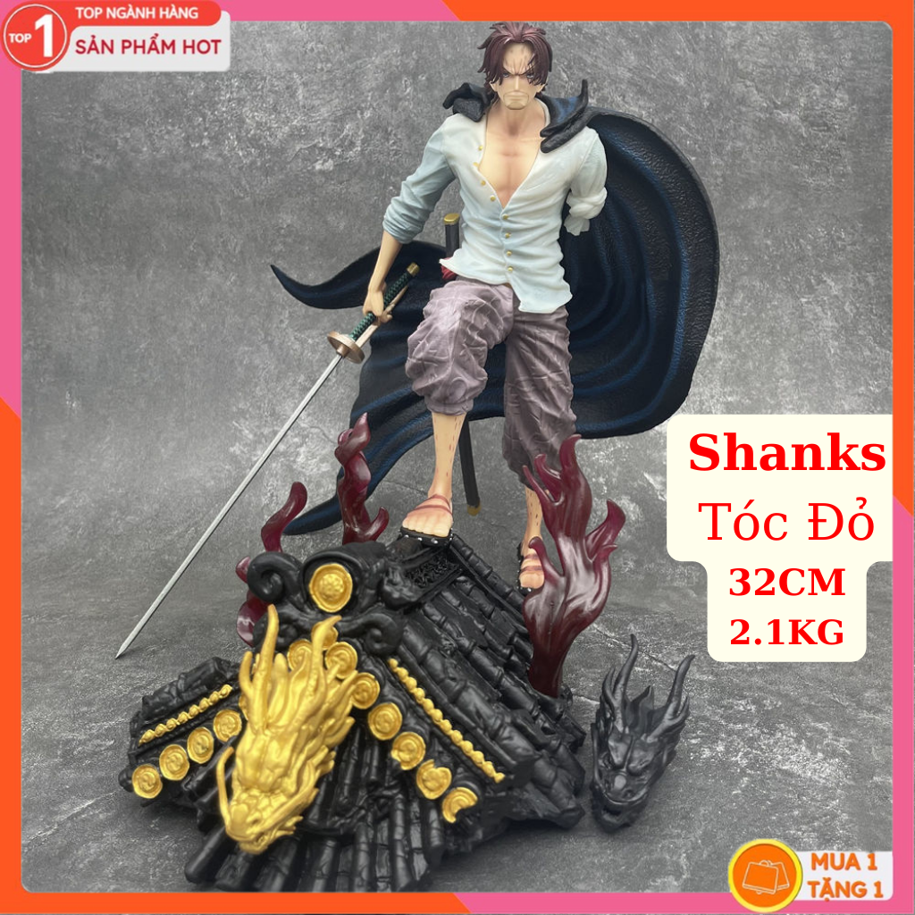 Mô Hình Shanks Tóc Đỏ Đứng Gác Mái Nhà 32CM Mô hình One Piece Figure Mô Hình Anmie One Piece Luffy Vua Hải Tặc