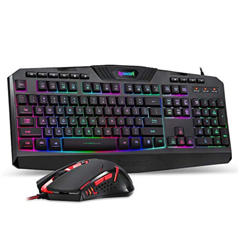 Redragon S101 Wired Gaming Keyboard and Mouse Combo, LED RGB Backlit Gaming Keyboard with Multimedia Keys, Wrist Rest, PLUS RGB Backlit Gaming Mouse with 3200 DPI for Windows PC Gamers – (Black) Singapore