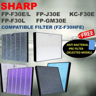 Sharp FP-F30E FP-GM30E KC-F30E FP-J30E (FZ-F30HFE) Compatible Filter FREE Anti Bacteria Pre Filter