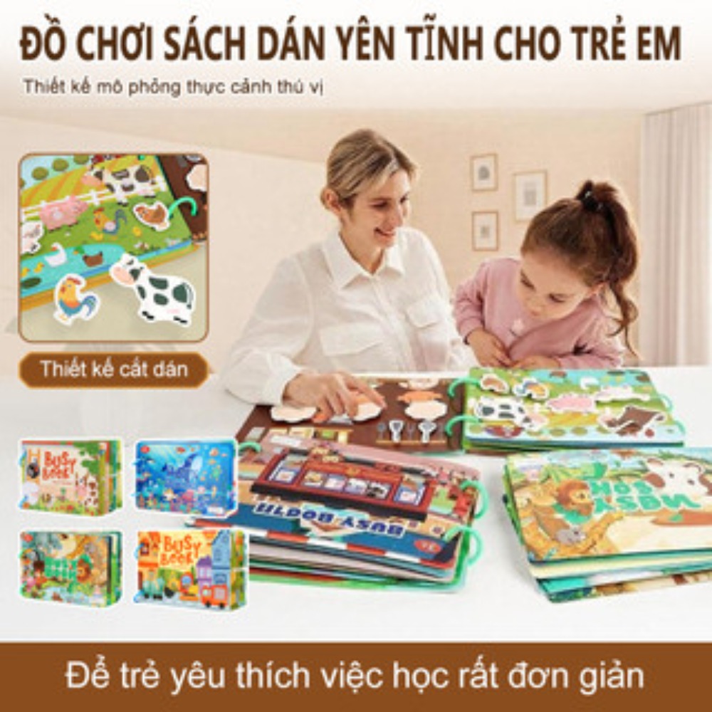 Tập trung sớm nhận thức phát triển, vui học nhà tương tác cắt dán, chủ đề đa ngạc thiết kế sách trẻ em yên tĩnh
