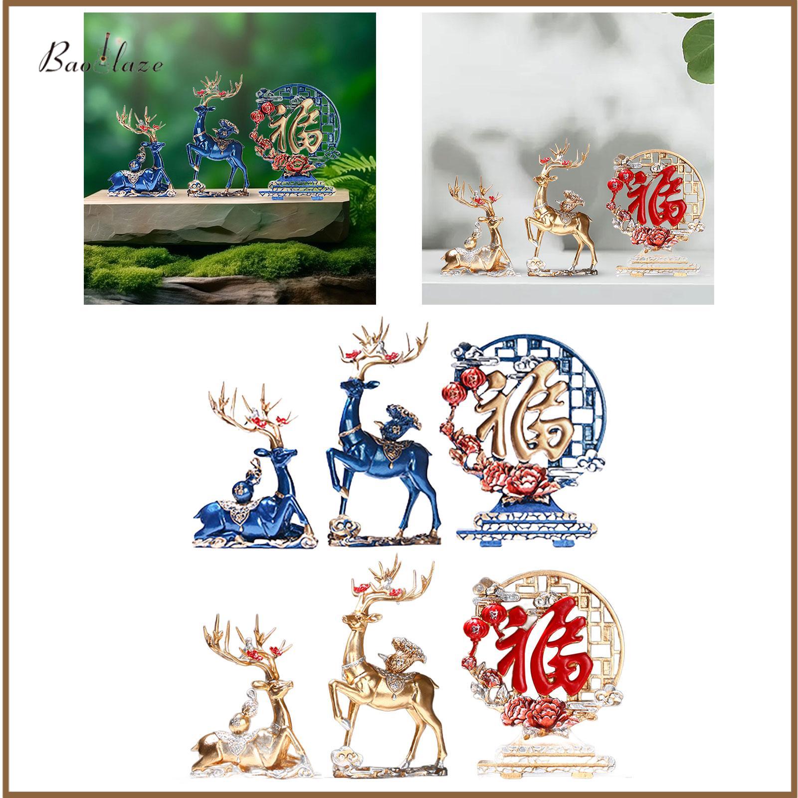 Reindeer Figurines Deer Statues Ornament Decorative Gift Table Centerpiece Elk Sculpture for Office New Year Valentine's Day ราคา 2,710 บาท*ส่งฟรี