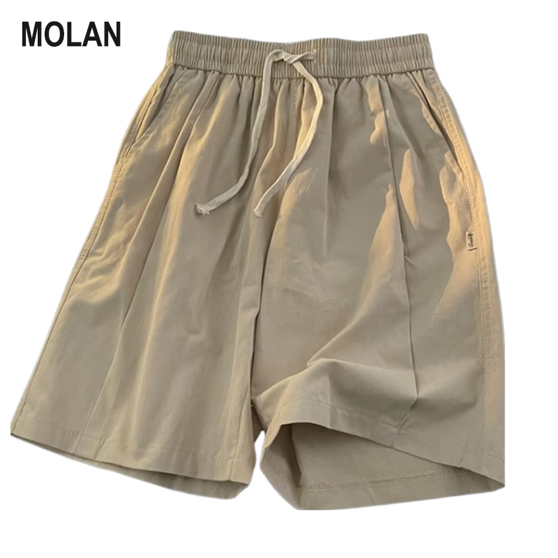  MOLAN quần âu tây nam Người Đàn Ông Của Quần Short Giản Dị Mùa Hè Mỹ xu hướng phong cách retro quần ống đứng Lỏng Bên Ngoài Để Mặc Năm quần lửng 
