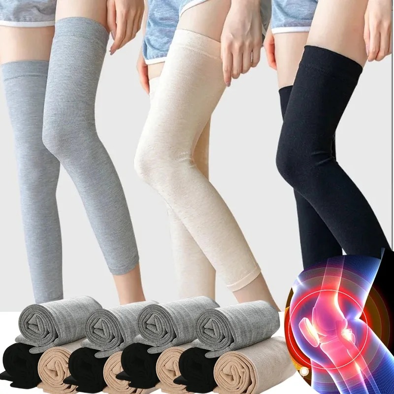 High Elastic Leg Warm Cover Sport Knee Sock Summer Breathable Cotton Knee Pad Support Sleeve Winter Joint Cold-proof Protector Long Stockings