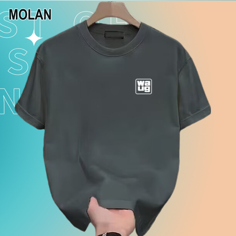 MOLAN Áo thun cho nam Áo thun ngắn tay mới cho nam Áo Áo Thun Cơ bản thể thao thường ngày dáng rộng áo cổ tròn phong cách Ins