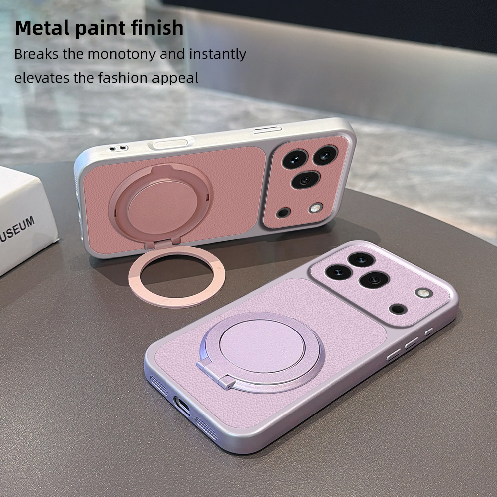 Magnetic Rotating Bracket Case For Honor 600 500 Pro Coque Candy PU Lambskin Camera Protection Soft Back Cover