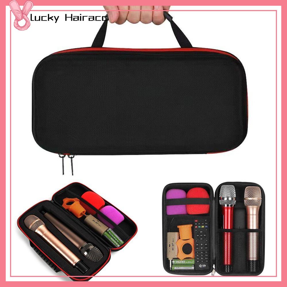 LUCKY HAIRACC Du lịch Kênh đôi Cầm tay Hộp đựng micro Ốp cứng Túi xách Túi đựng micro