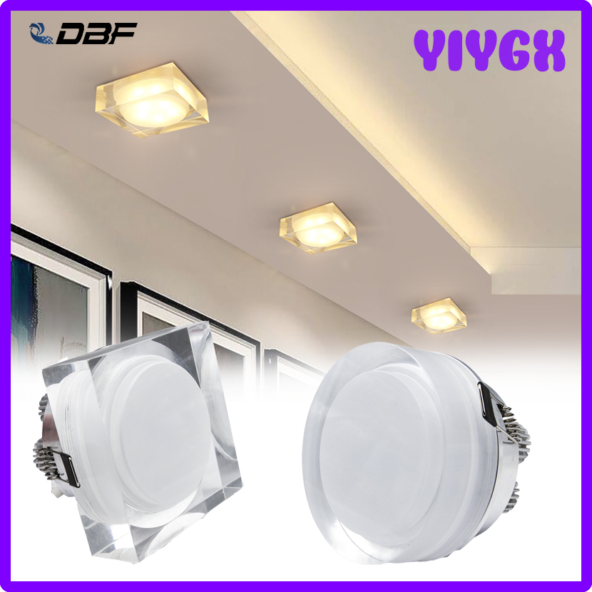[YIYGX] LED Downlight Creative Crystal Glass Recessed Spotlights Round/Square Embedded Spotlights For Living Room Corridor Decoration ✬✫✩