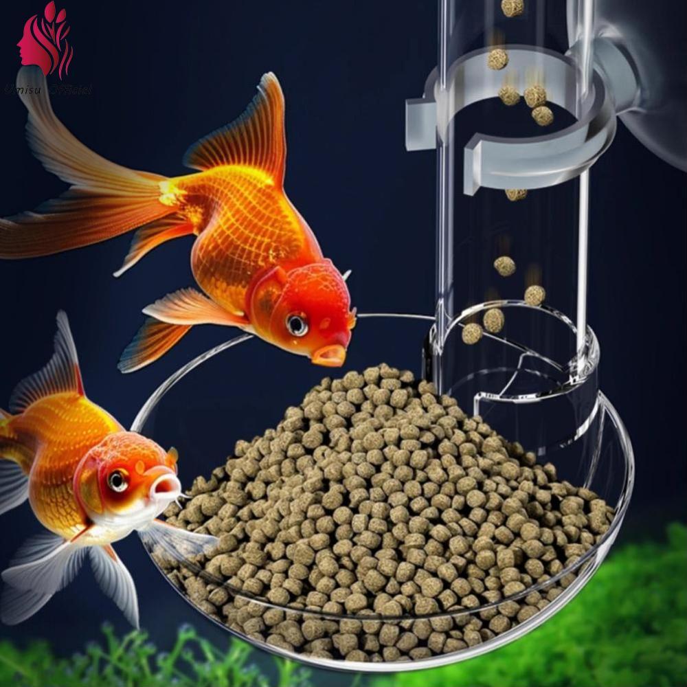 Umisu Acrylic Aquarium Fish Feeder Transparent Tube Floating Sinking Feed Suction Cup Feeding Ring Fish Tank Accessory