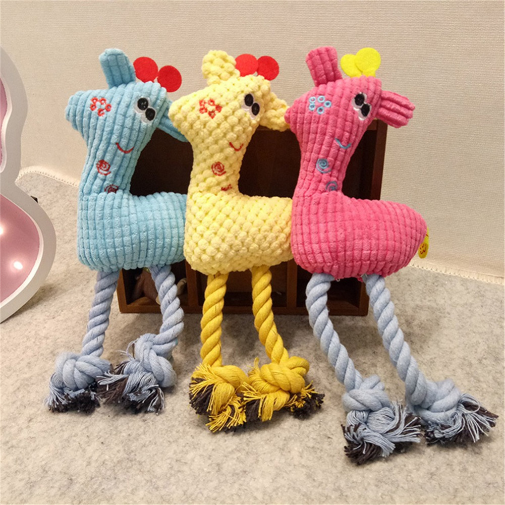 Cute Plush Giraffe Rope Pets Small Dogs Squeaky Interative Toys Deer Dolls