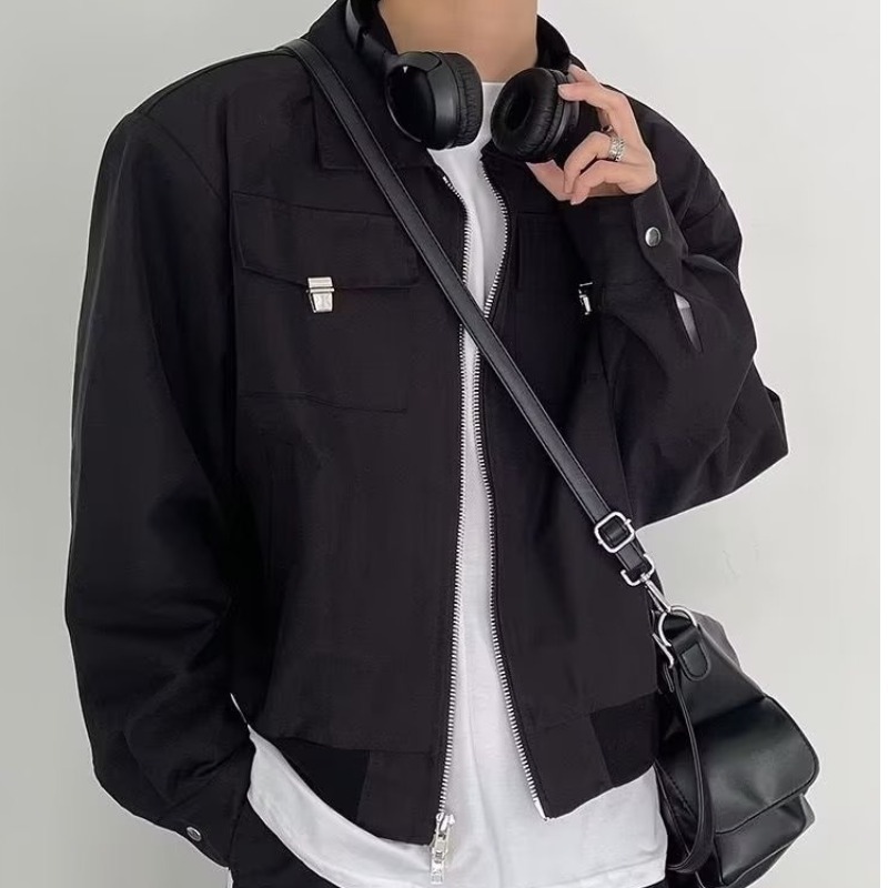 XIN Áo Jacket Dễ Phối Thường Ngày Mùa Xuân Cổ Điển Kiểu Mỹ Cho Bé Trai Áo Khoác Công Sở Mẫu Ngắn Khóa Kéo Cổ Bẻ Rộng Rãi Thương Hiệu Thời Trang insKL20