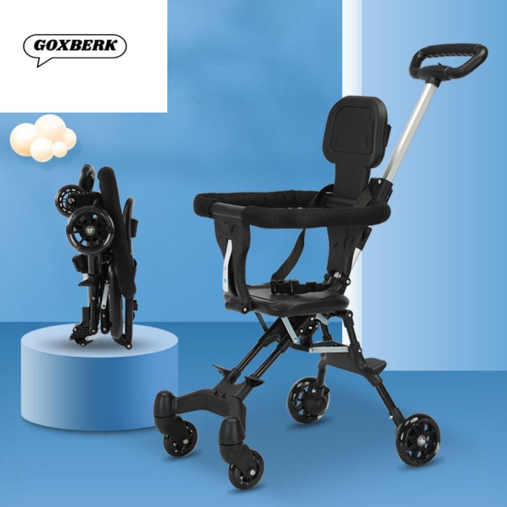 ระบายอากาศได้ รถเข็นเดินทางสี่ล้อ แบบพับได้ 360 °   ล้อ รถเข็นเด็กพับได้ ที่นั่งแบบสองทาง ปรับได้ รถเข็นเด็กแบบสองทาง กลางแจ้ง