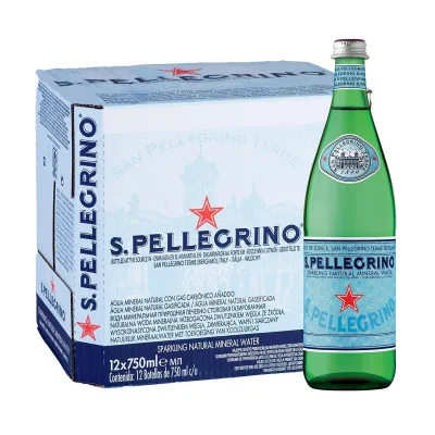 San Pellegrino Sparkling Natural Mineral Water, 750ml Glass Bottle (Case of 12)
