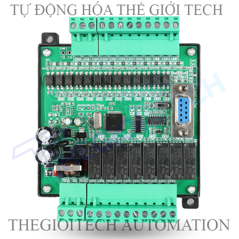 Board mạch PLC HK FX2N 20MR CFB  - 12 Input/8 Output RELAY  RS232 Mạch trần & Có vỏ gắn ray  DC24V, GX Works2 Mitsubishi - 2N-20MR-CFB đế