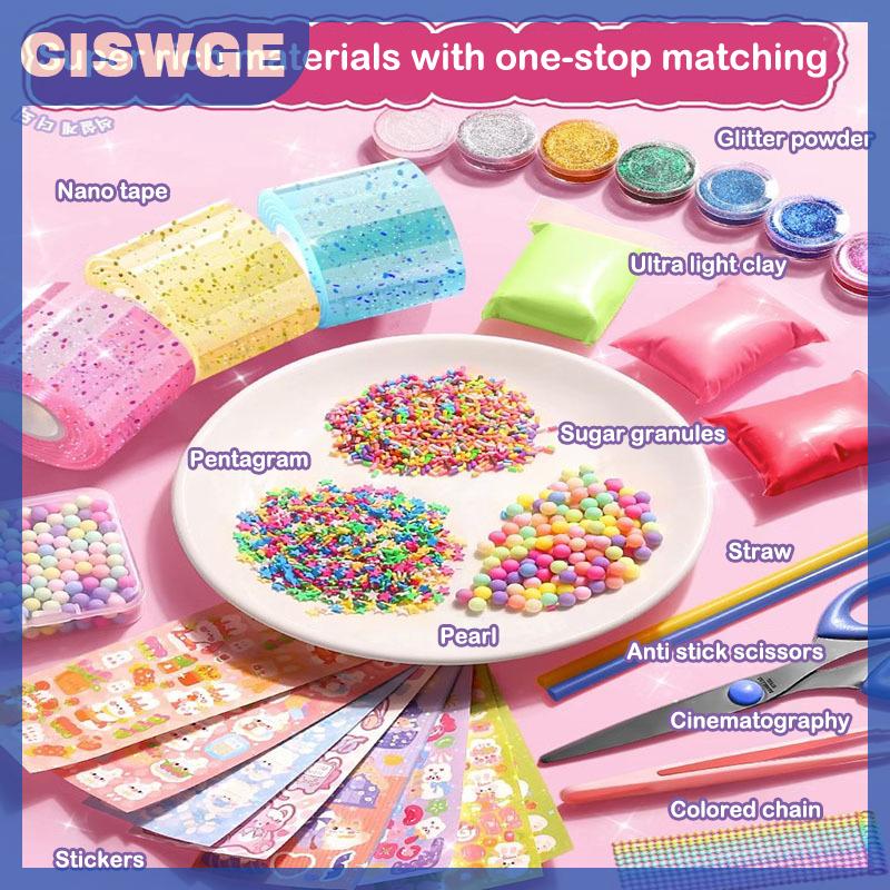 CISWGE Tự làm thủ công Pinch Đồ chơi làm blowable bong bóng băng không đánh dấu hai mặt dính tái sử dụng màu cao dính Nano Băng