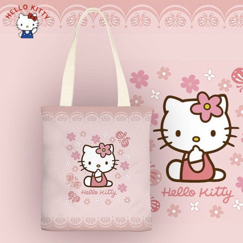 NIAOJIU Mèo kate Túi Vải Hello Kitty Hoạt hình Di động Túi tote Túi mua sắm Sức chứa lớn Túi xách đựng đồ Phụ nữ - 2