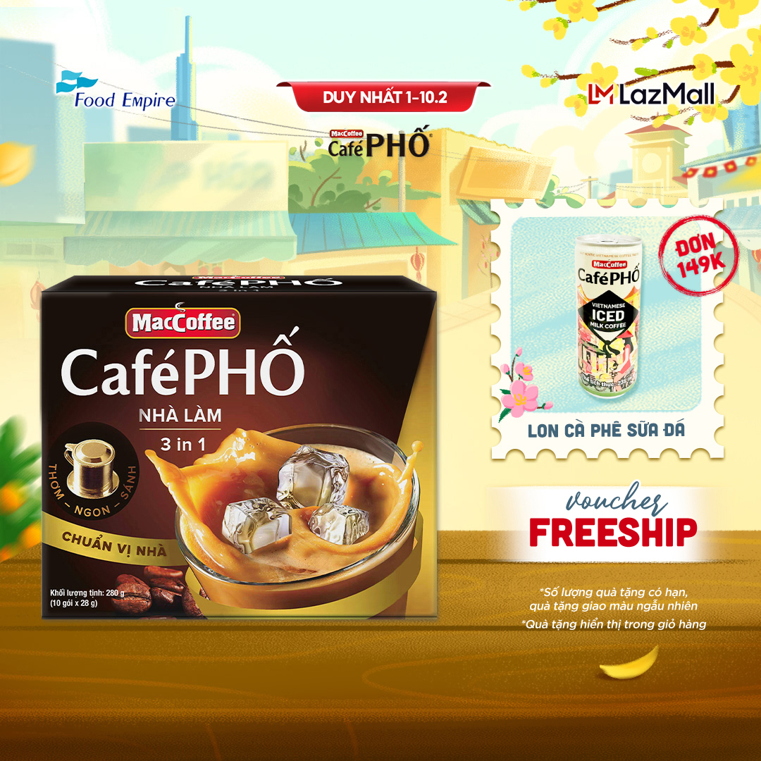 Cà phê Phố Nhà làm - MacCoffee (hộp 10 gói x 28g)